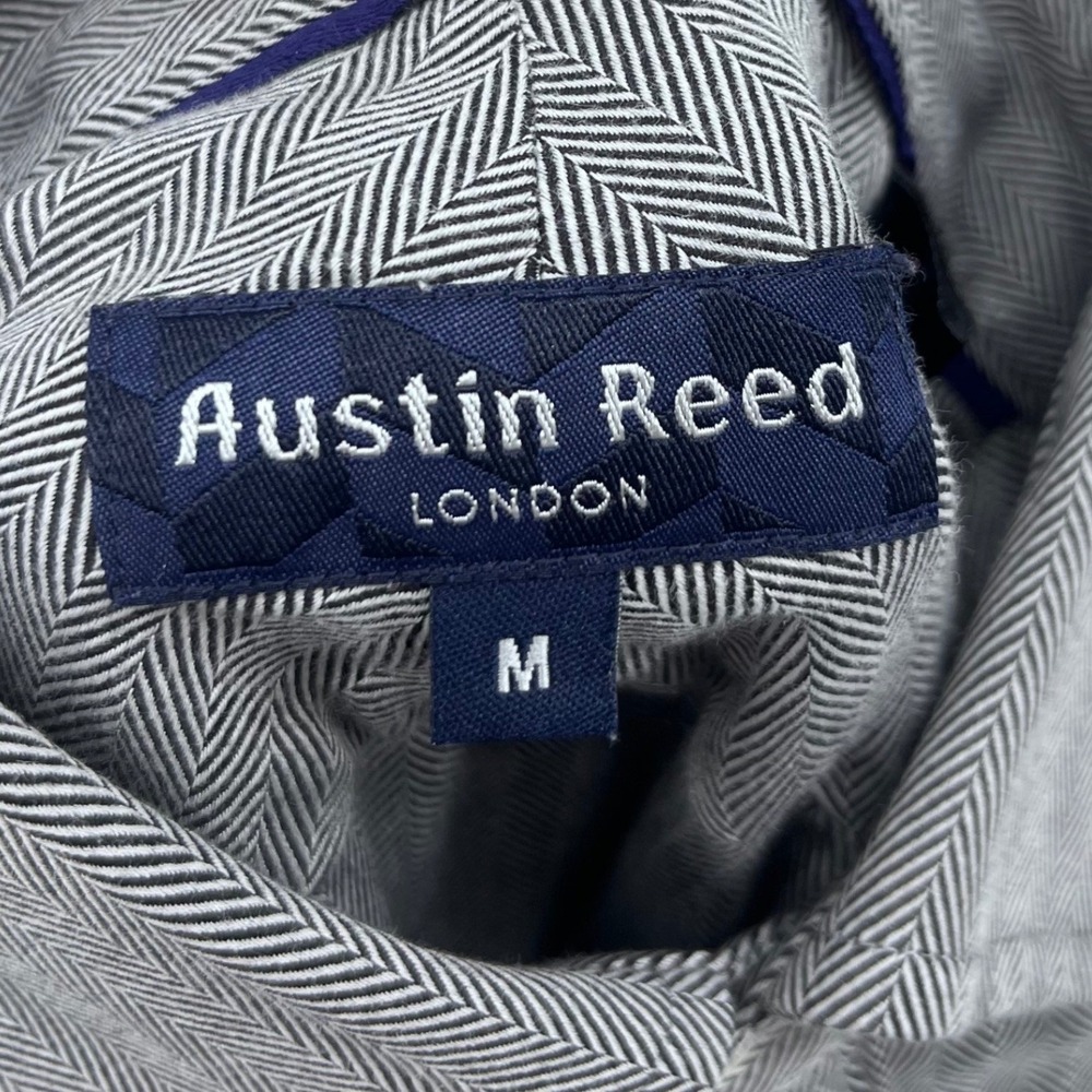 Austin Reed Button Down Shirt Medium Gray‎ Herringbone 80s 2-Ply Bespoke Fit - Picture 6 of 12